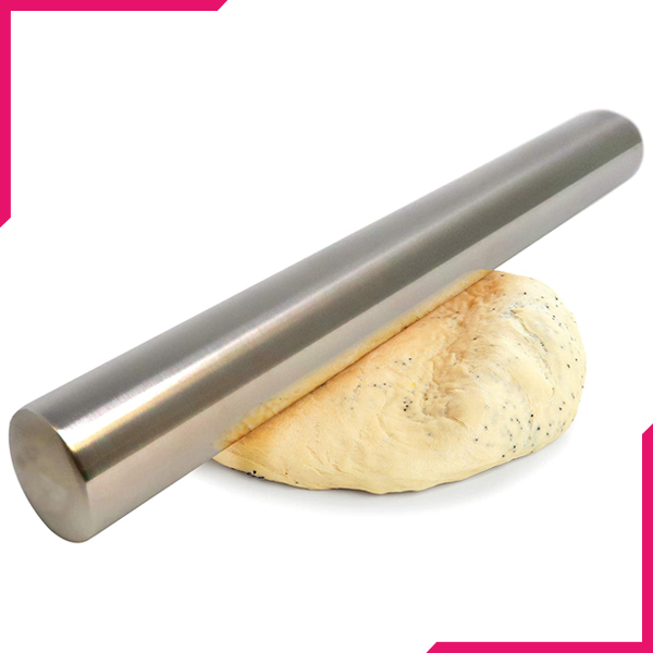 Stainless Steel Rolling Pin Heavy - 12 Inches - bakeware bake house kitchenware bakers supplies baking