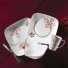 Corelle 16 Pcs Square Dinnerware Set - Pretty Pink - bakeware bake house kitchenware bakers supplies baking