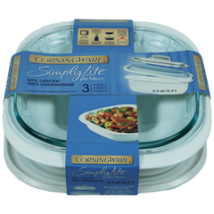 CorningWare SimplyLite Square Casserole W/ Glass & Plastic Lids