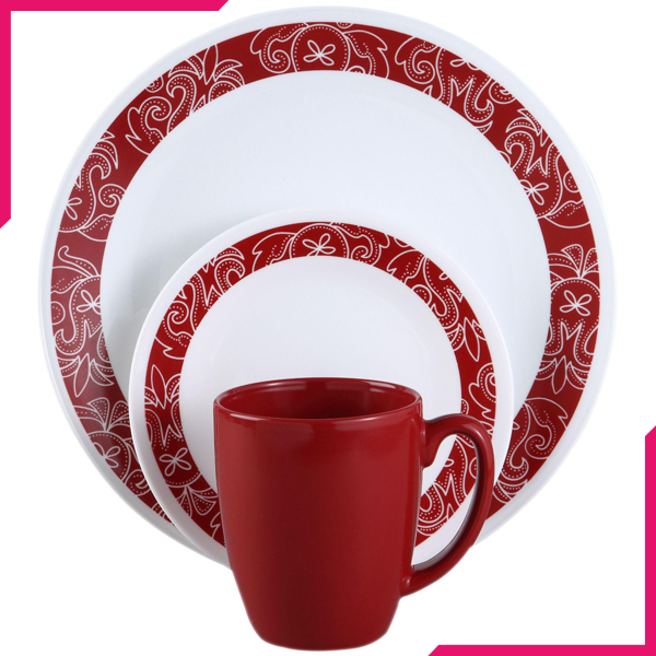 Corelle Livingware Series 16 Pcs Set Bandhani - bakeware bake house kitchenware bakers supplies baking