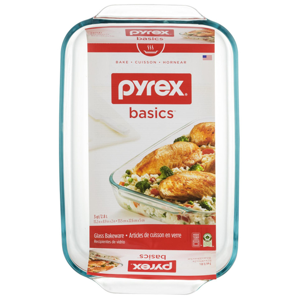 Pyrex Oblong Glass Baking Dish 3-quart - bakeware bake house kitchenware bakers supplies baking