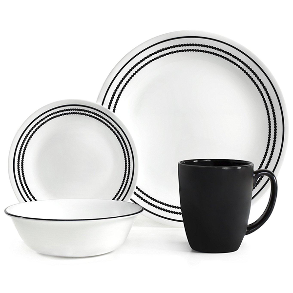 Corelle Livingware Series 16 Pcs Set Onyx Black - bakeware bake house kitchenware bakers supplies baking
