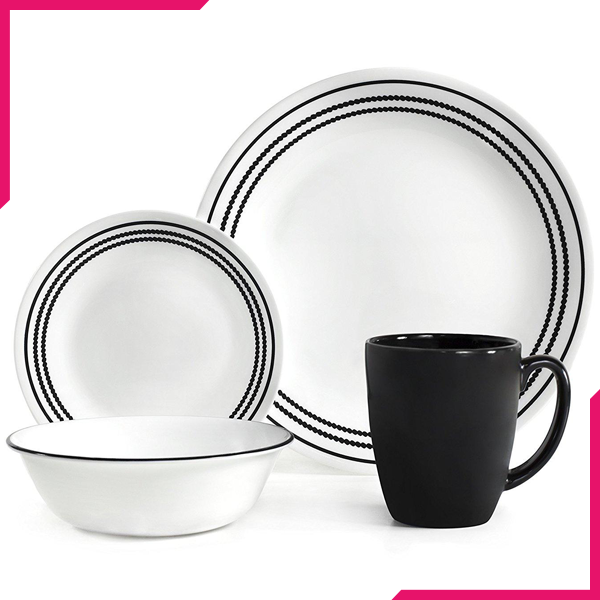 Corelle Livingware Series 16 Pcs Set Onyx Black - bakeware bake house kitchenware bakers supplies baking