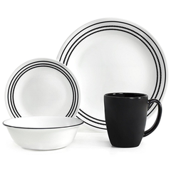 Corelle Livingware Series 16 Pcs Set Onyx Black - bakeware bake house kitchenware bakers supplies baking