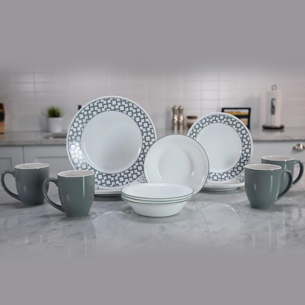 Corelle 16 Pcs Set Urban Grid - IMP - bakeware bake house kitchenware bakers supplies baking