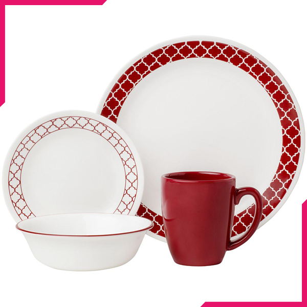 Corelle Livingware Series 16 Pcs Set Crimson Trellies - bakeware bake house kitchenware bakers supplies baking