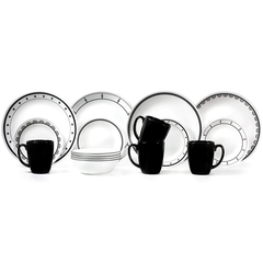 Corelle Livingware Series 16 Pcs Set Black & White mix & match - bakeware bake house kitchenware bakers supplies baking