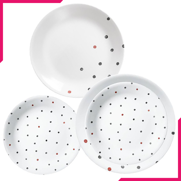 Corelle 18 Pcs Set Polka Dottie - Vive - bakeware bake house kitchenware bakers supplies baking