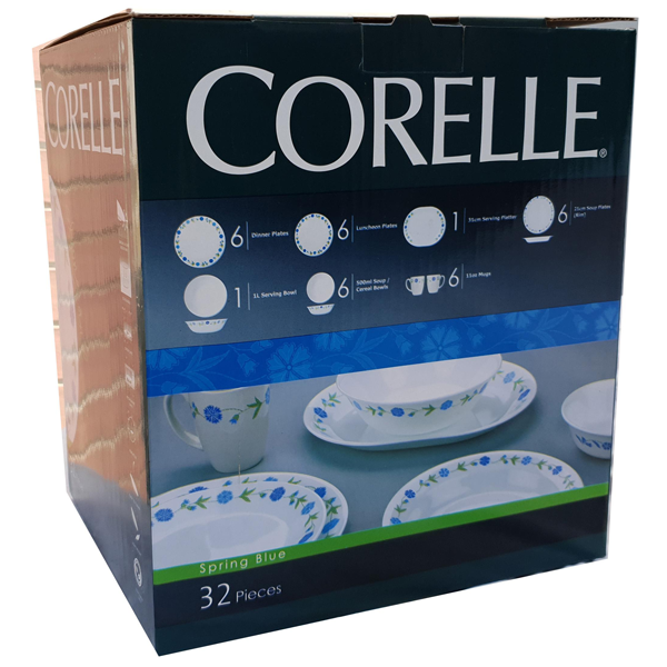 Corelle Livingware Series 32 Pcs Set Spring Blue - bakeware bake house kitchenware bakers supplies baking