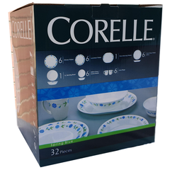 Corelle Livingware Series 32 Pcs Set Spring Blue - bakeware bake house kitchenware bakers supplies baking