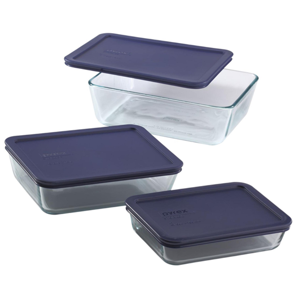 Pyrex Rectangular Glass Food Storage Container 6Pcs Set - bakeware bake house kitchenware bakers supplies baking