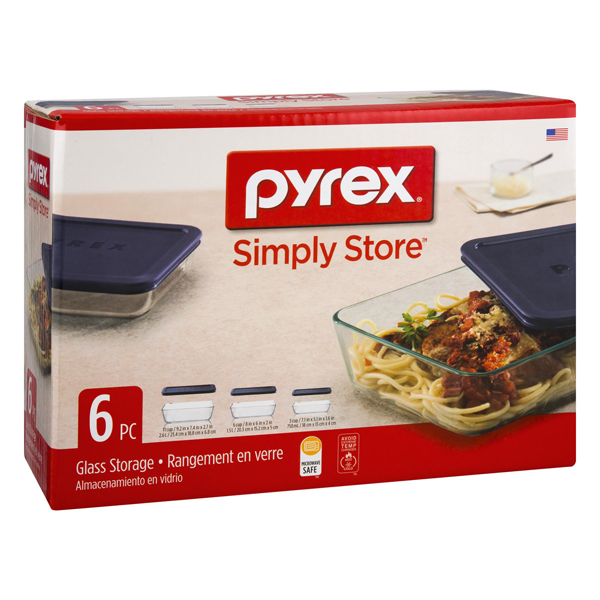 Pyrex Rectangular Glass Food Storage Container 6Pcs Set - bakeware bake house kitchenware bakers supplies baking