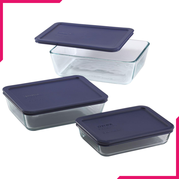 Pyrex Rectangular Glass Food Storage Container 6Pcs Set - bakeware bake house kitchenware bakers supplies baking