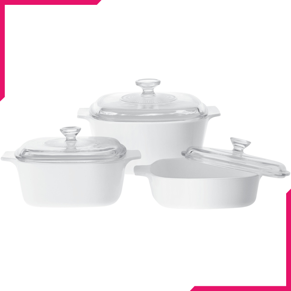 Corningware 6 Pcs Casserole Set - Just White - bakeware bake house kitchenware bakers supplies baking