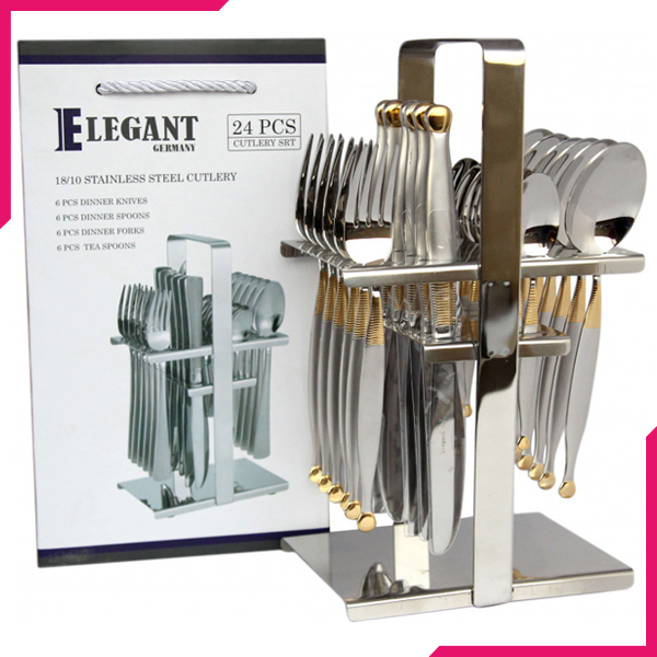 Elegant Cutlery Set 24Pcs -BsDot - bakeware bake house kitchenware bakers supplies baking