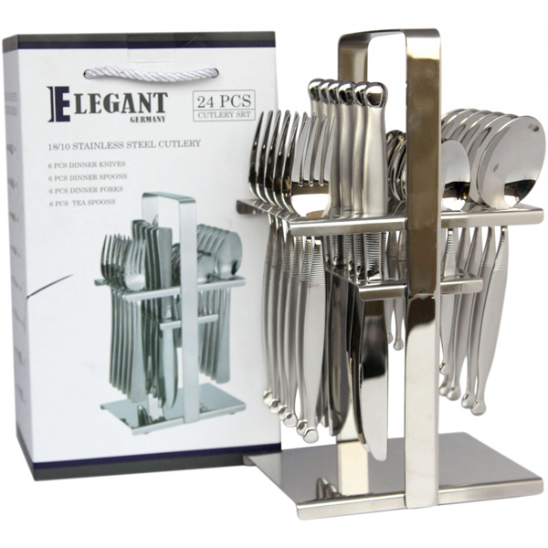Elegant Cutlery Set 24Pcs -BsDot Silver - bakeware bake house kitchenware bakers supplies baking