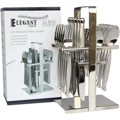 Elegant Cutlery Set 24Pcs -BsDot Silver - bakeware bake house kitchenware bakers supplies baking
