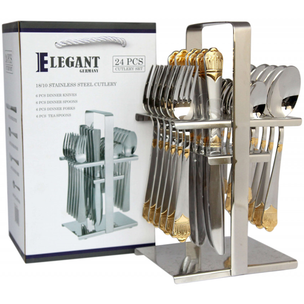 Elegant Cutlery Set 24Pcs - Golden Crown - bakeware bake house kitchenware bakers supplies baking