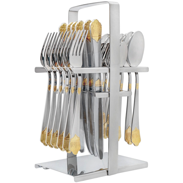 Elegant Cutlery Set 24Pcs - Golden Crown