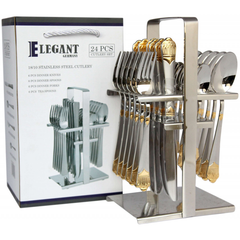 Elegant Cutlery Set 24Pcs - Golden Crown - bakeware bake house kitchenware bakers supplies baking