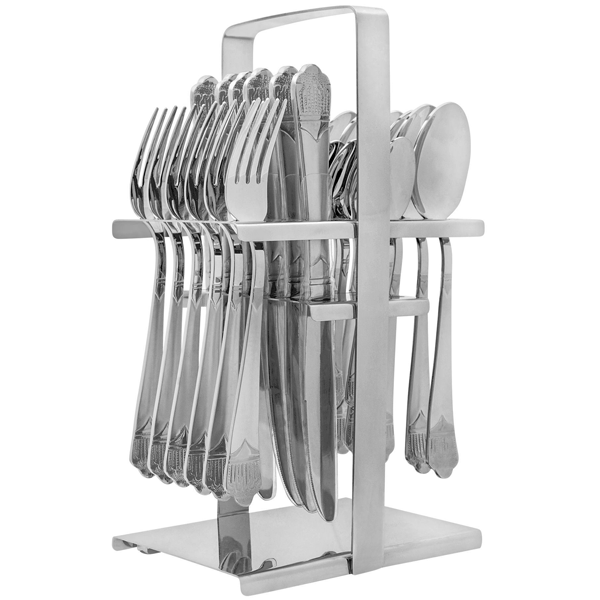 Elegant Cutlery Set 24Pcs - Silver Crown