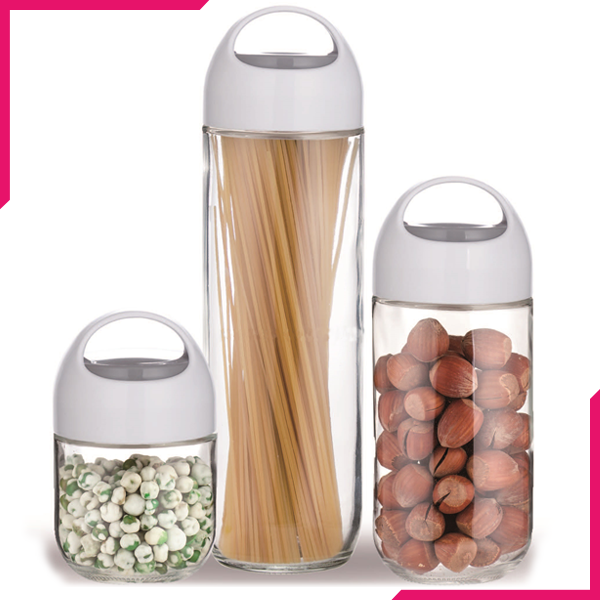 Brilliant Glassware Storage Jar Set 3Pcs - bakeware bake house kitchenware bakers supplies baking