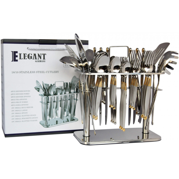 Elegant Cutlery Set 42Pcs - BsDot Golden - bakeware bake house kitchenware bakers supplies baking