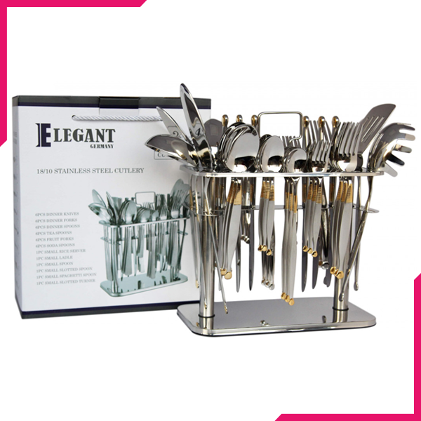 Elegant Cutlery Set 42Pcs - BsDot Golden - bakeware bake house kitchenware bakers supplies baking