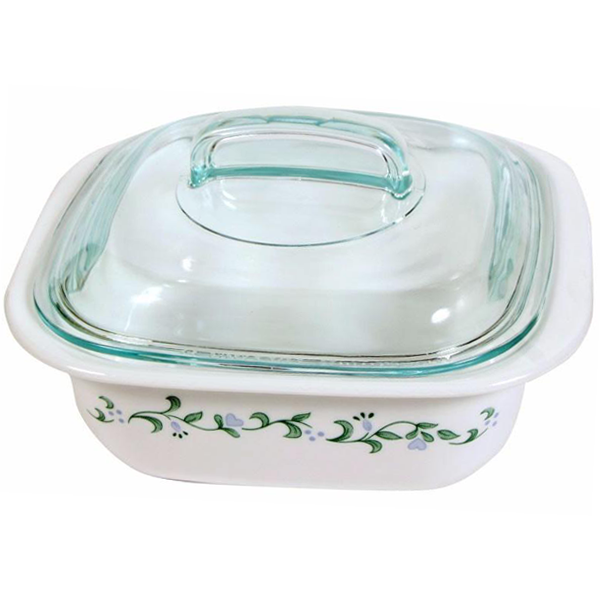 Corelle 1.41L Square Dish Country Cottage W/ Glass Cover & Plastic Lid - bakeware bake house kitchenware bakers supplies baking