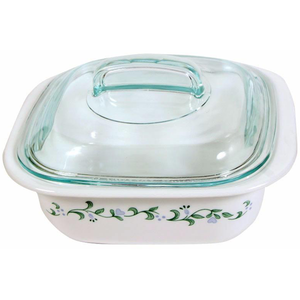Corelle 1.41L Square Dish Country Cottage W/ Glass Cover & Plastic Lid - bakeware bake house kitchenware bakers supplies baking