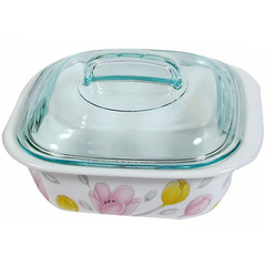 Corelle 1.41L Square Dish Elegant City W/ Glass Cover & Plastic Lid - bakeware bake house kitchenware bakers supplies baking