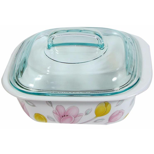 Corelle 1.41L Square Dish Elegant City W/ Glass Cover & Plastic Lid - bakeware bake house kitchenware bakers supplies baking