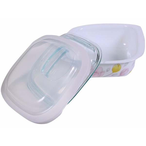 Corelle 1.41L Square Dish Elegant City W/ Glass Cover & Plastic Lid - bakeware bake house kitchenware bakers supplies baking