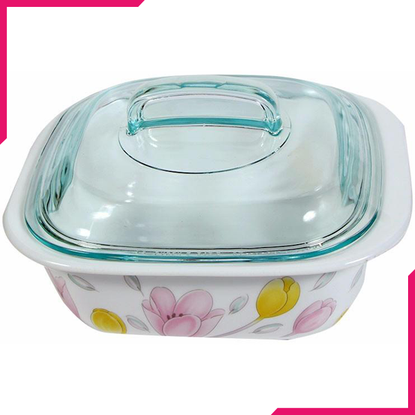 Corelle 1.41L Square Dish Elegant City W/ Glass Cover & Plastic Lid - bakeware bake house kitchenware bakers supplies baking
