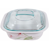 Corelle 1.41L Square Dish LillyVille W/ Glass Cover & Plastic Lid - bakeware bake house kitchenware bakers supplies baking