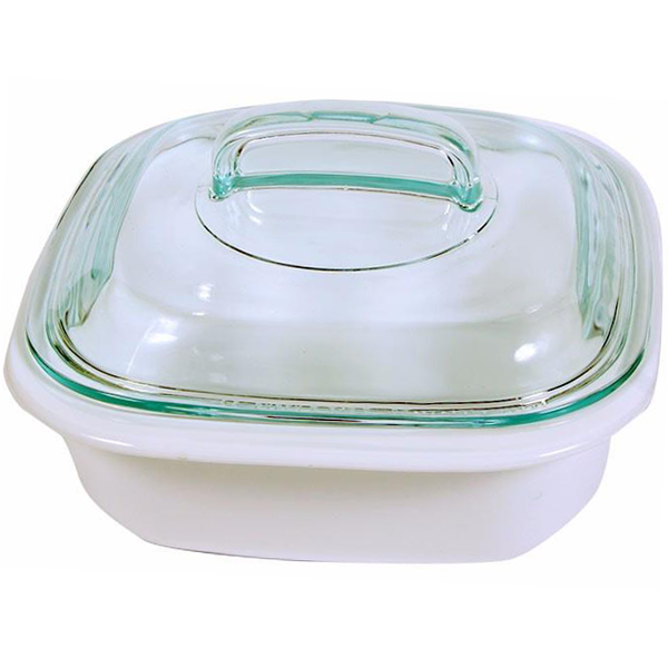 Corelle 1.41L Square Dish White w/ Glass Cover & Plastic Lid - bakeware bake house kitchenware bakers supplies baking
