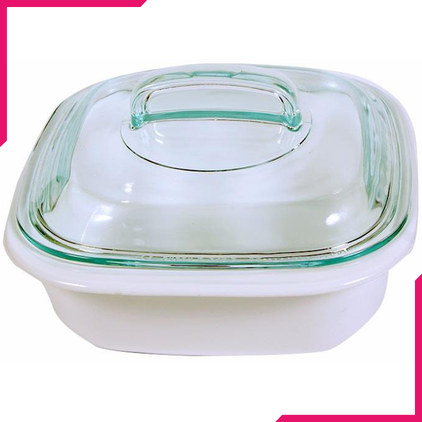 Corelle 1.41L Square Dish White w/ Glass Cover & Plastic Lid - bakeware bake house kitchenware bakers supplies baking
