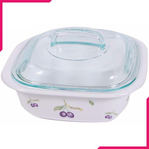 Corelle 1.41L Square Dish Plum W/ Glass Cover & Plastic Lid - bakeware bake house kitchenware bakers supplies baking