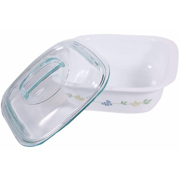 Corelle 1.41L Square Dish Secret Garden W/ Glass Cover & Plastic Lid - bakeware bake house kitchenware bakers supplies baking