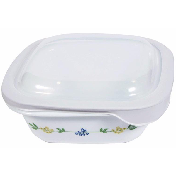 Corelle 1.41L Square Dish Secret Garden W/ Glass Cover & Plastic Lid - bakeware bake house kitchenware bakers supplies baking