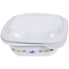 Corelle 1.41L Square Dish Secret Garden W/ Glass Cover & Plastic Lid - bakeware bake house kitchenware bakers supplies baking