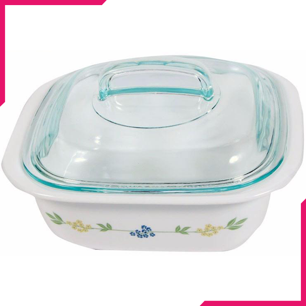 Corelle 1.41L Square Dish Secret Garden W/ Glass Cover & Plastic Lid - bakeware bake house kitchenware bakers supplies baking
