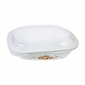 Corelle 2.83L Oblong Dish Brushed Stroke Roses with plastic cover - bakeware bake house kitchenware bakers supplies baking