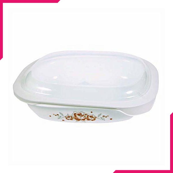 Corelle 2.83L Oblong Dish Brushed Stroke Roses with plastic cover - bakeware bake house kitchenware bakers supplies baking