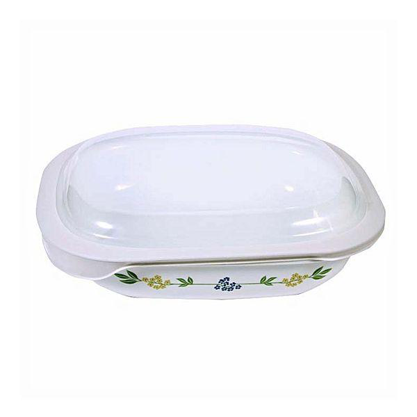 Corelle 2.83L Oblong Dish Secret Garden with plastic cover - bakeware bake house kitchenware bakers supplies baking