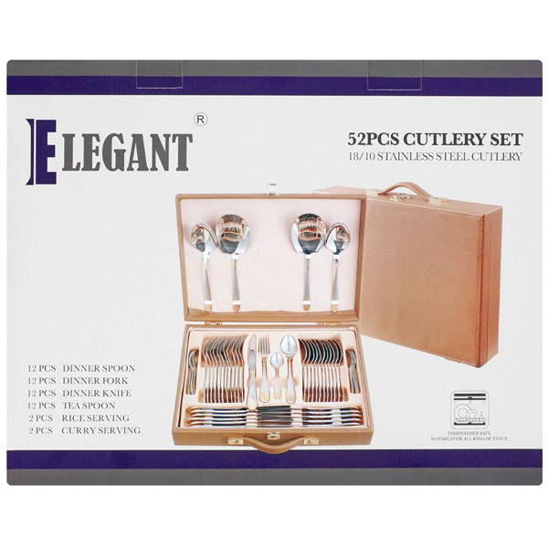 Elegant Cutlery Set 52Pcs -Silver Flower