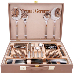 Elegant Cutlery Set 52Pcs -Golden Half Dot