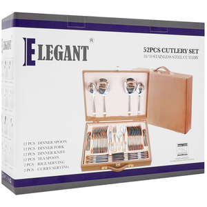 Elegant Cutlery Set 52Pcs -Golden Half Dot