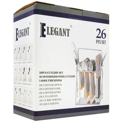 Elegant Cutlery Set 26Pcs -Golden Lines