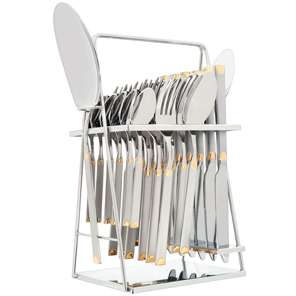 Elegant Cutlery Set 26Pcs -Golden Half Dot